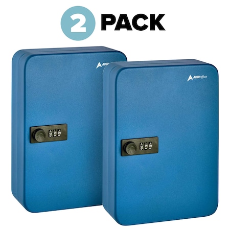 Adiroffice 48-Key Steel Secure Key Cabinet with Combination Lock, Blue, PK2 ADI682-48-BLU-2pk